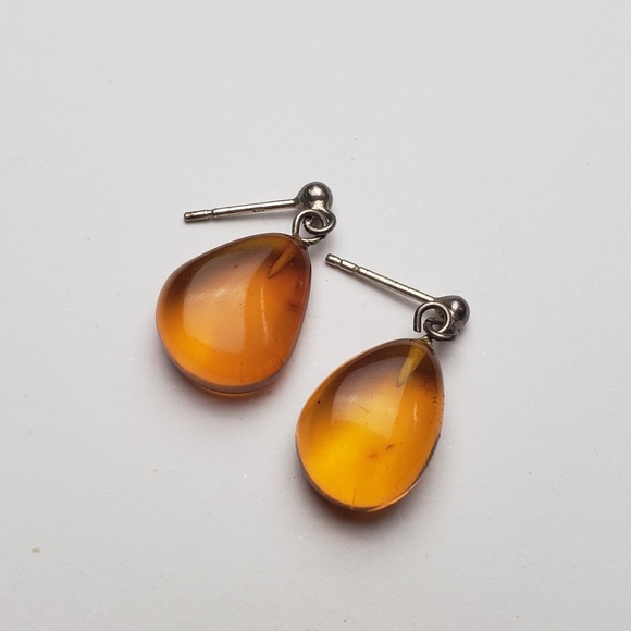 Orange Carnelian Teardrop Shape Gemstone Earrings - Picture 5 of 7